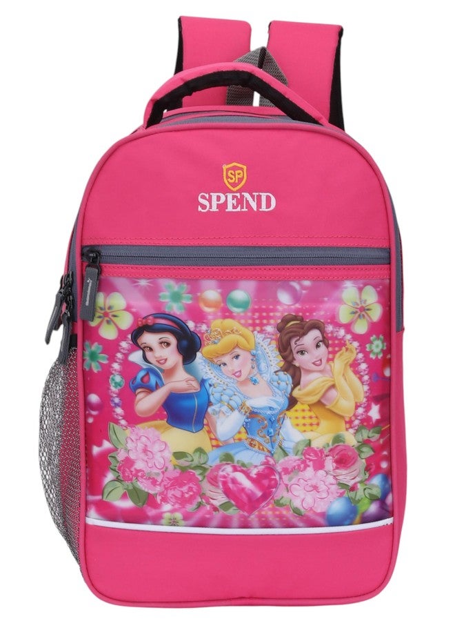 حقيبة ظهر للبنات من سبيند بتصميم أميرة وردية اللون، مزينة بنقوش زهور، مزودة بأحزمة قابلة للتعديل وسحاب متين - حقيبة ظهر أنيقة ومتينة من ديزني برينسيس للمدرسة والاستخدام اليومي - Image 1